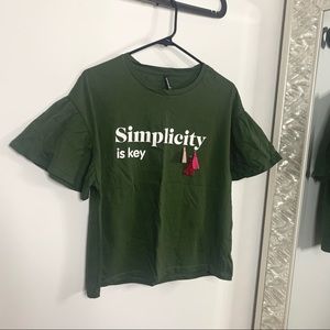 Stradivarius army green graphic t-shirt size M